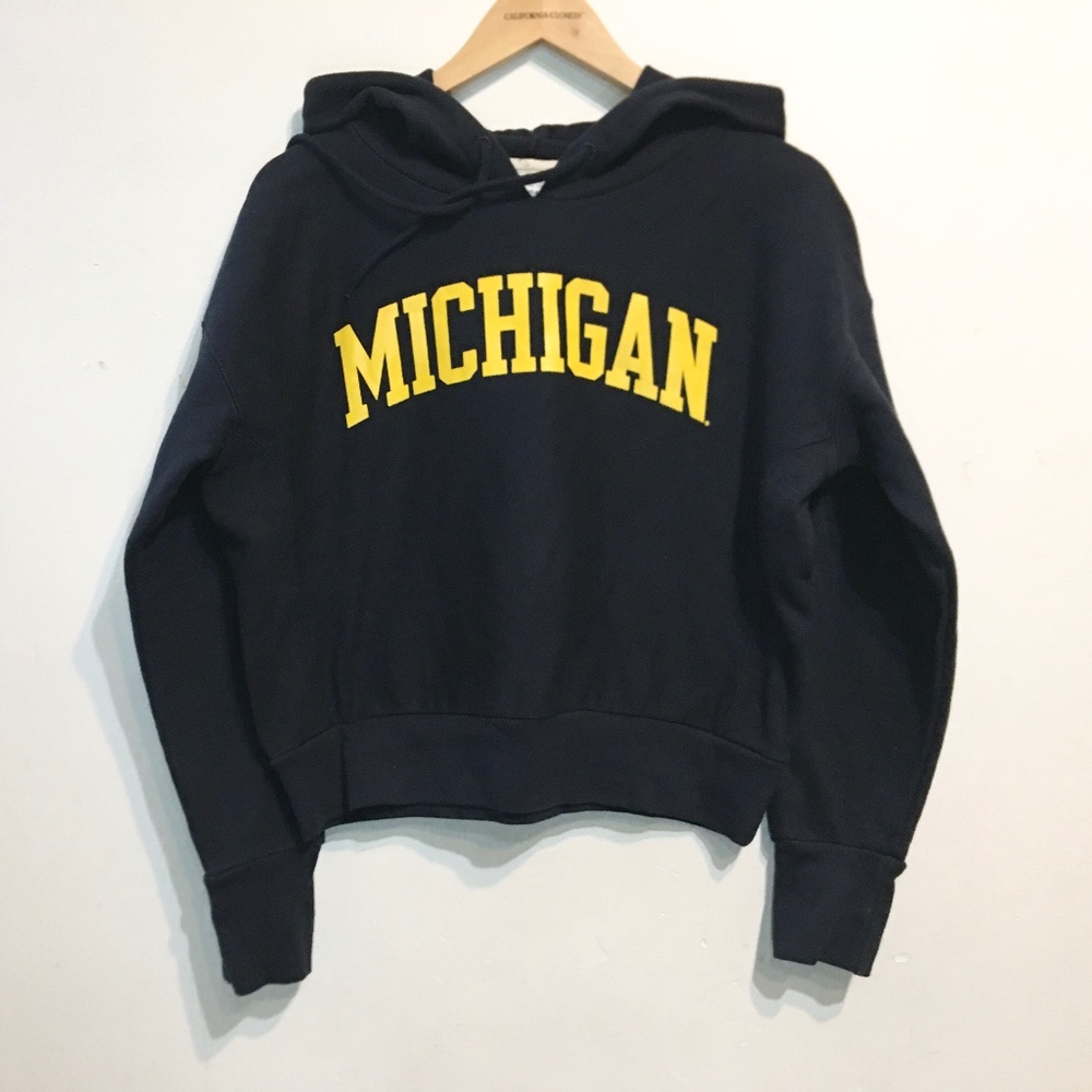 Champion University of Michigan Reverse Weave Hoodie Navy Women’s Small EUC